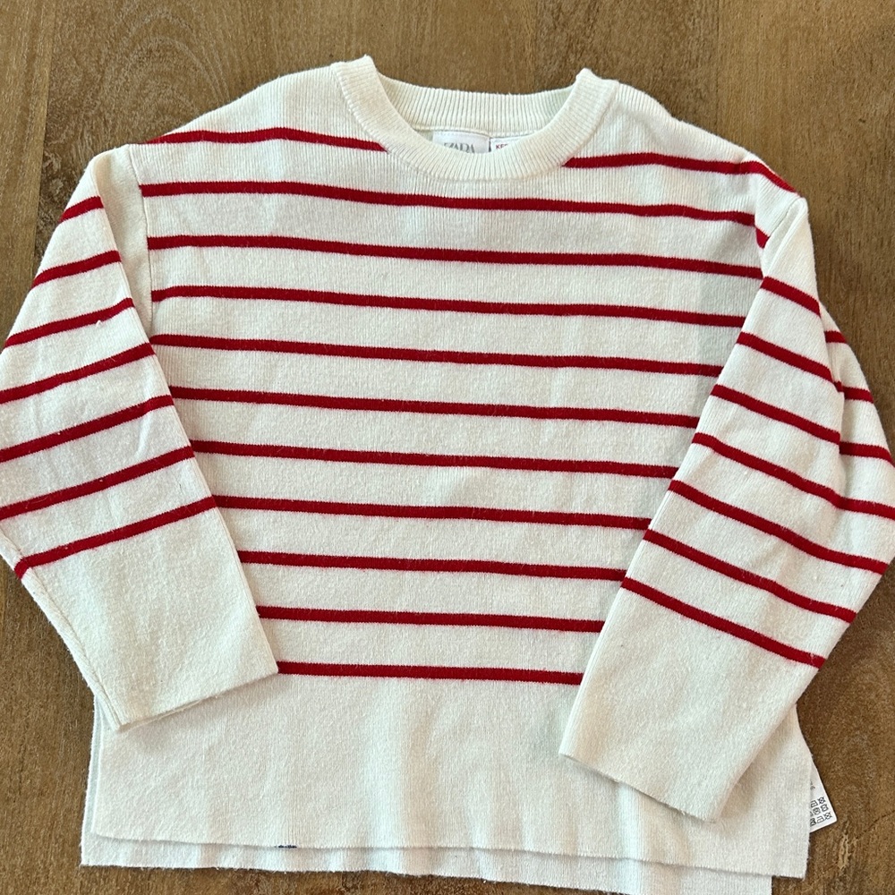 Striped Girls Sweater - Red and White - size 5